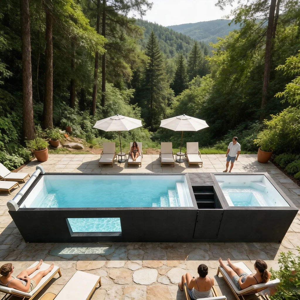 Family Container Swimming Pool Container Above Ground Pool Large Capacity for Family Resort Hotel Outdoor with Complete Kit Pool
