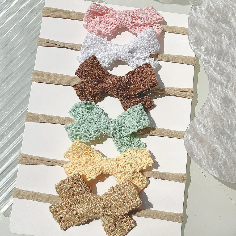 1Pcs Elastic Hair Bands Lace Hair Bows Soft Headband for  Newborn Girls Nylon Headbands Turban Headwear Baby Hair Accessories