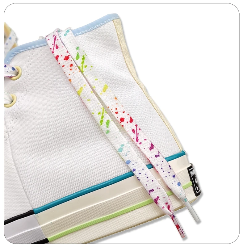 Schuhbänder für Sneaker, flach, mit Goldprägung, Tintenfleck-Druck, bunte Schuhbänder mit Tintenfleck-Motiv, handbemalte Basketball-Schuhbänder für AF1. – Detail 3