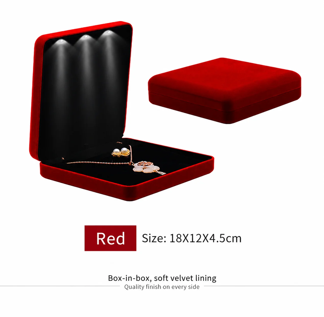 Earring Storage Box Soft-Lined Necklace Storage Box Wedding Jewelry Display Case Dark-Interior Ring Storage Box For Anniversary