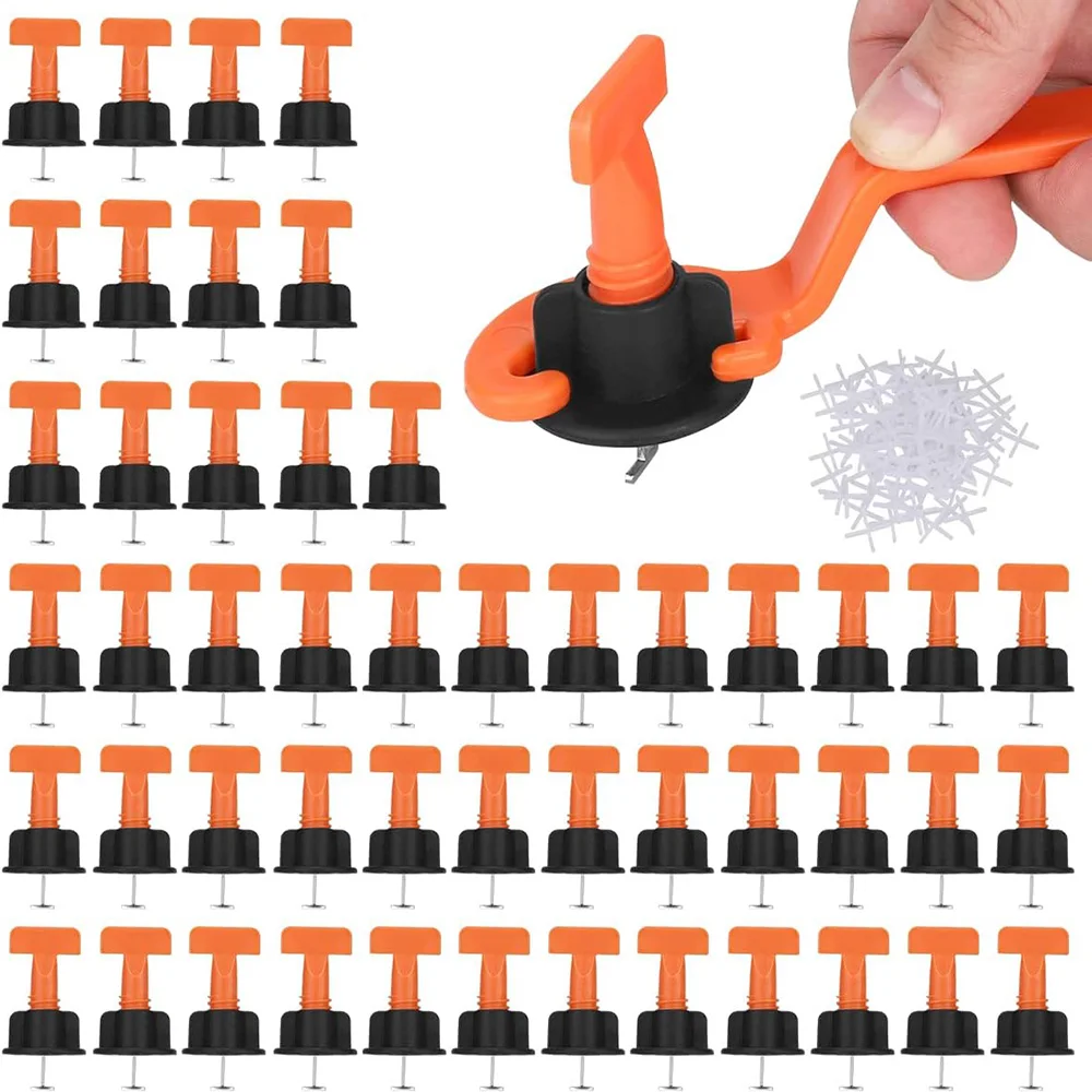 

50pcs Tile Levelling System Kit Reusable Tile Equaliser Spacer, Construction of Walls,Floors,Wedge Tool Decoupling Mat for Tiles