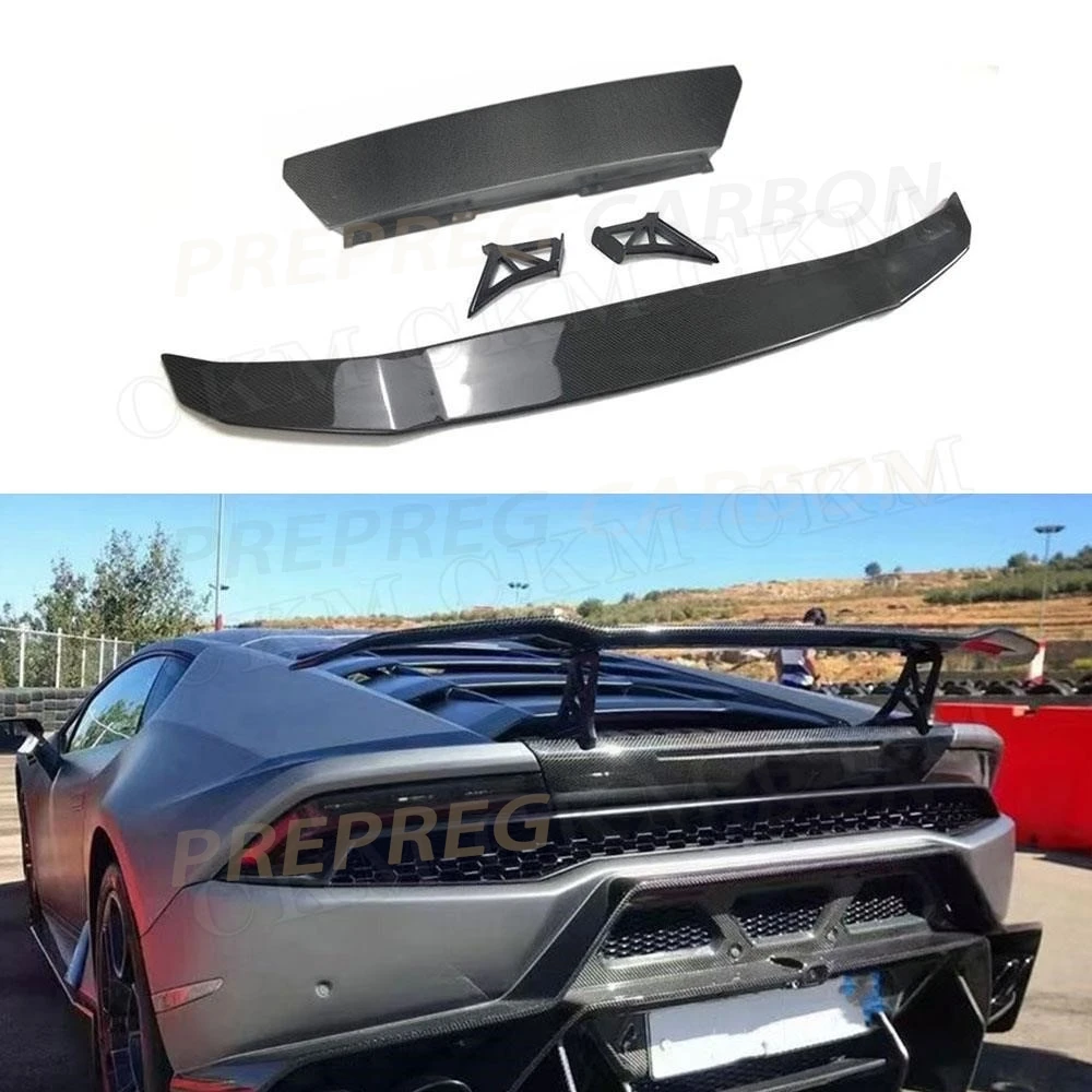 

Carbon Fiber/FRP Unpainted Black Car Rear Bumper Lip Trunk Spoiler Boot Wings For Lamborghini Huracan LP580 LP610 2014-2018