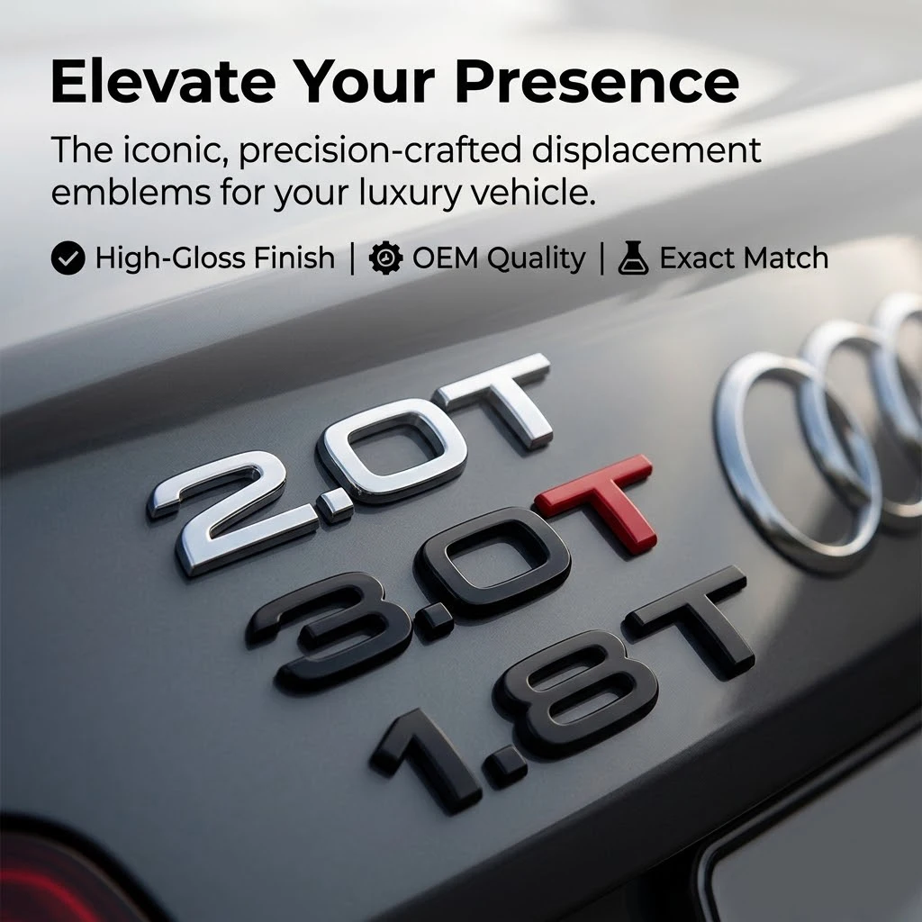 For Audi A3 A4 A5 A6 A7 A8 Q2 Q3 Q5 Q7 Q8 1.6T 1.8T 1.9T 2.0T 2.7T 3.0T ABS Rear Trunk Emblem Badge Sticker Decal Logo Car Trim