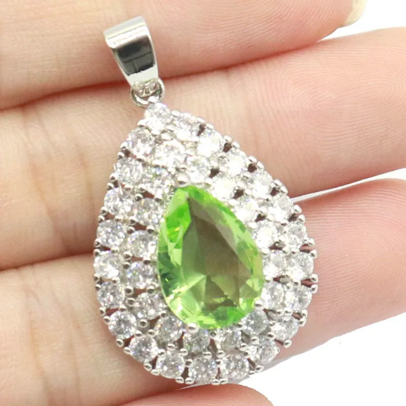 Buy 4 Get 1 Free 37x22mm Prevent Allergy 5.7g New Stone Iolite Green Tsavorite Garnet Blue Topaz CZ Women Wedding Silver Pendant