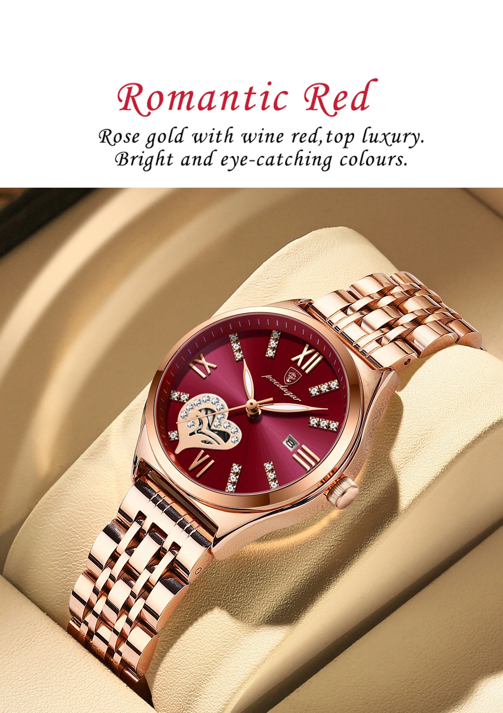 POEDAGAR Luxus Uhren Für Frauen Wasserdicht Leucht Datum Edelstahl Frau Uhr Elegante Mode Quarz Damen Armbanduhr – Detail 4