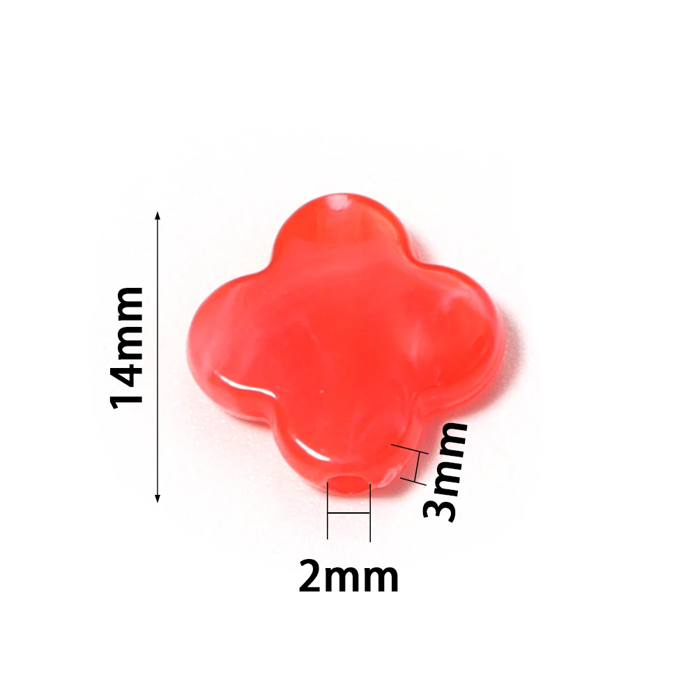 100pcs/lot 14mm Color Four-Leaf Clover Acrylic Beads Loose Beads For DIY Earring Necklace Jewelry Making Findings Accessories
