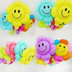 New Daisy Party Decorations With Sticks Colorful Flower Mylar Daisies Balloons For Baby Shower Girl Birthday Party Wedding Decor