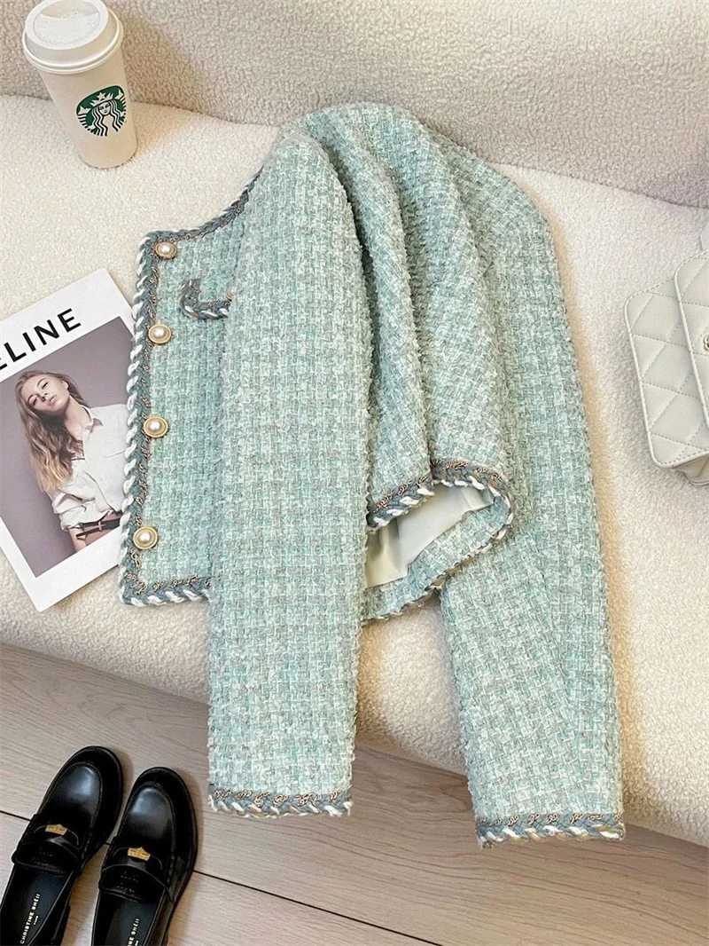 เสื้อโค้ทผ้าวูลสไตล์วินเทจสีแดงสำหรับผู้หญิงเสื้อแจ็คเก็ตขนสัตว์สไตล์ฝรั่งเศสแนววินเทจแบบหลวมและอเนกประสงค์สำหรับ2024ฤดูใบไม้ร่วง/ฤดูหนาว