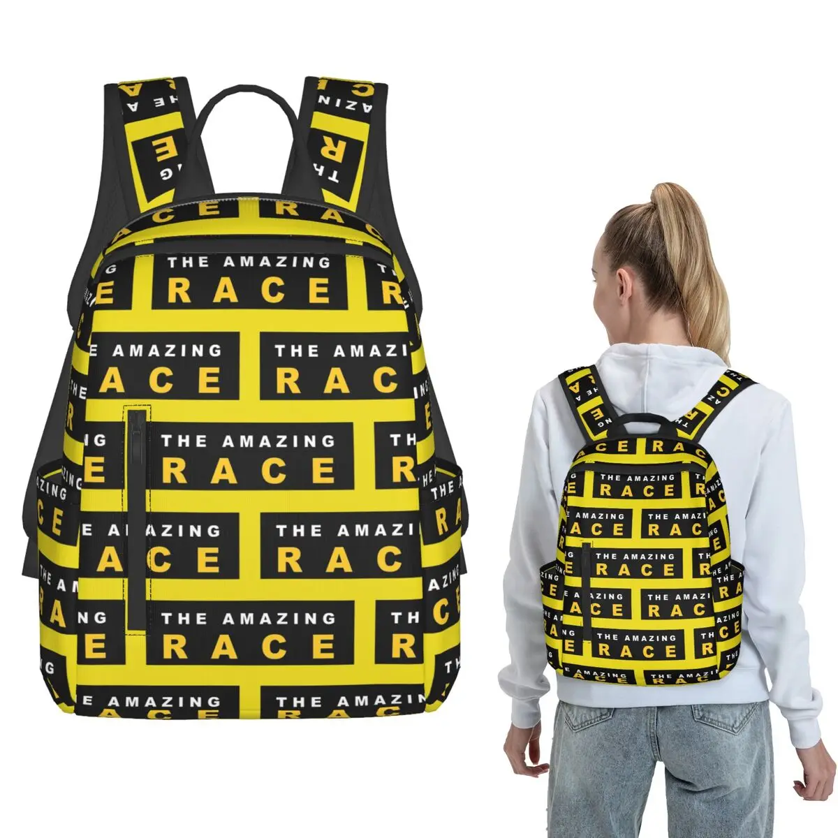Roudtour Amazing Race Backpack Large Capacity Boys Girls BookBag School Bag Shoulder Bags for Men Women