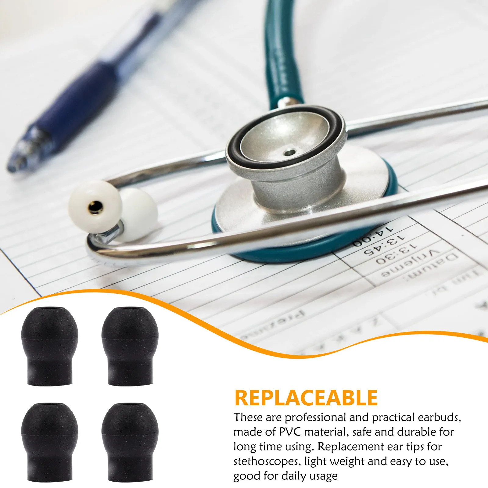 4Pcs Earbud Replacement Parts Premium PVC Stethoscope Ear Tips Portable Lightweight Sealing Spare Ear Pieces Replacement