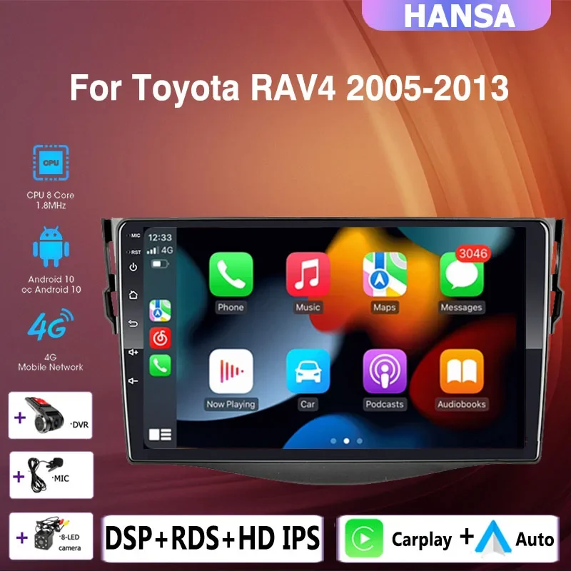 

2 DIN 4+64G android 10 Car radio Multimedia Player Carplay Auto GPS navigation NO DVD DSP For Toyota RAV4 RAV 4 2005 2006 -2013