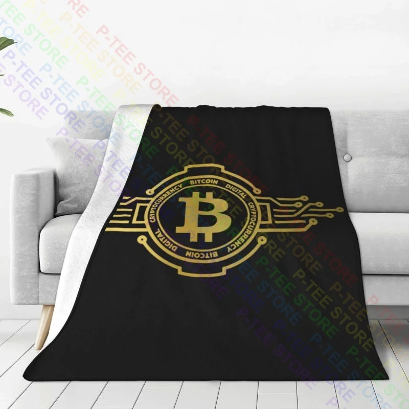 Bitcoin Crypto Currency Traders Gold Coin Blanket Thick Textile Dust Cover Skin Friendly Mechanical Wash