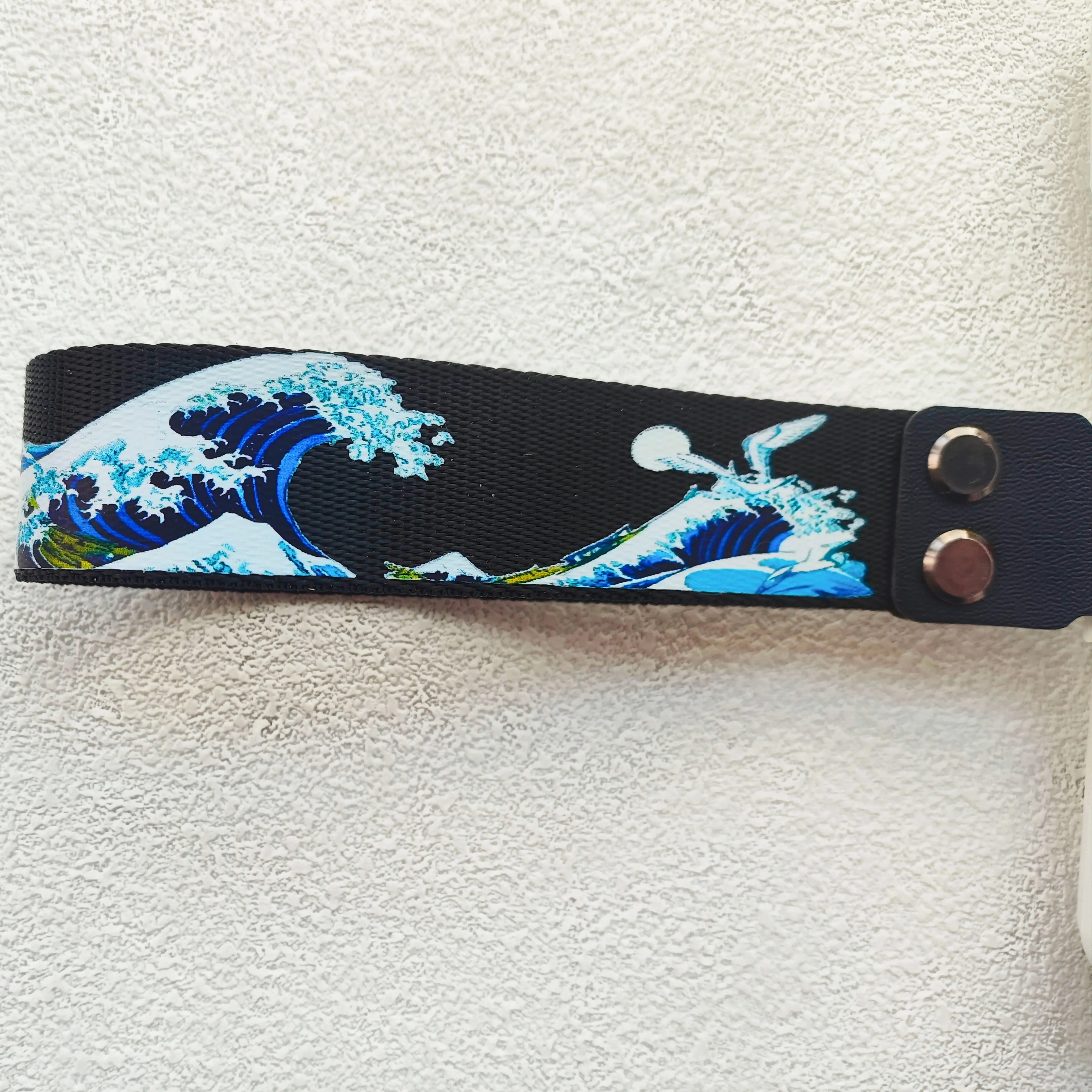 

Черные аксессуары для клавиатуры Kanagawa, ремешок с лентой, совместимый с Wooting 60HE и ATK68, нейлоновый ремешок на заказ для механической клавиатуры