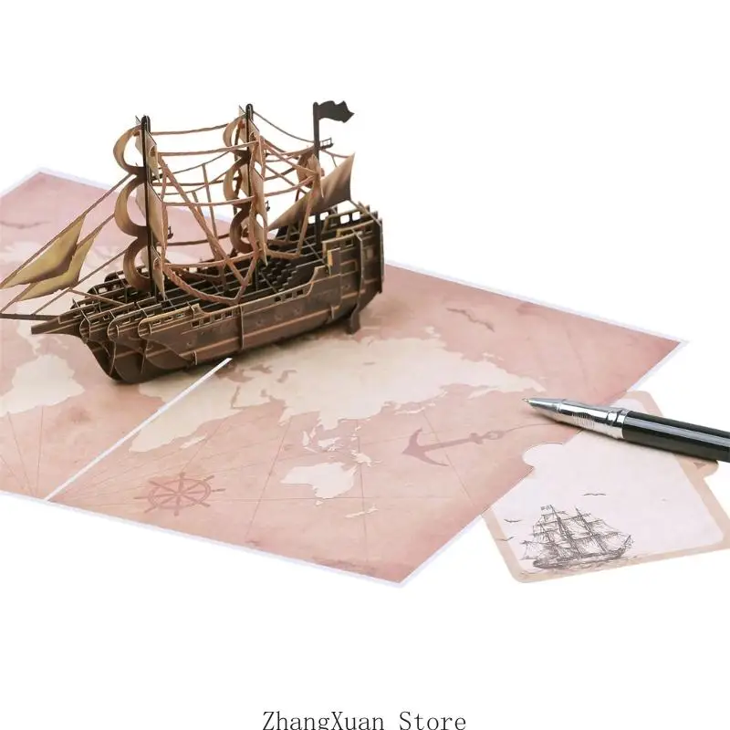 Stilvolle Dankeskarte mit Segelbooten für Hochzeiten, Geburtstage, Partys, Grußkarte mit Umschlag für unvergessliche Anlässe, 3 – Detail 5