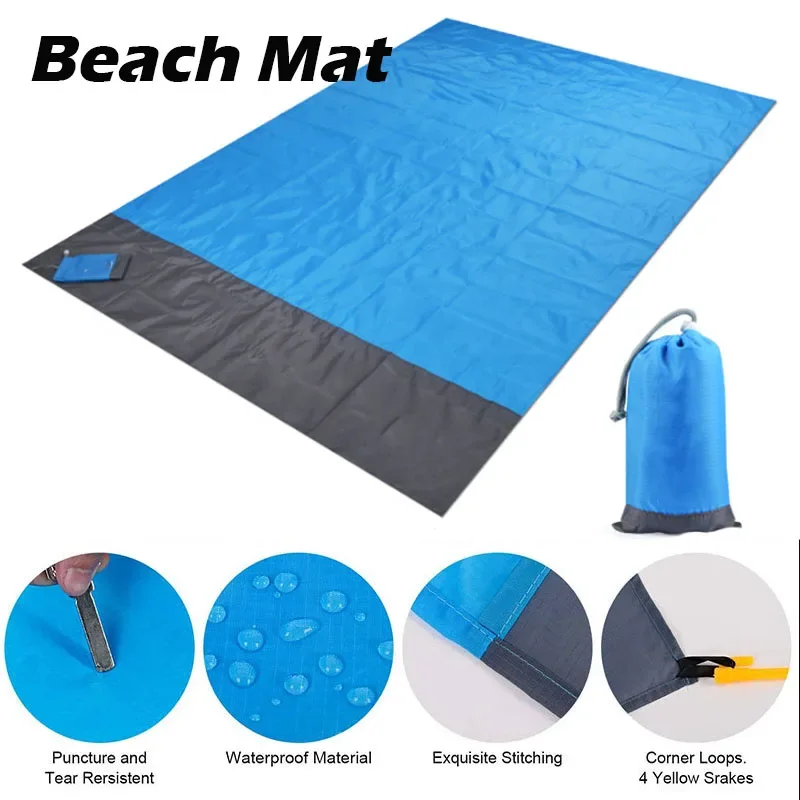 Moisture-proof Beach Blanket Foldable Picnic Blankets Waterproof Rugs Picnic Mat Outdoor Floor Mat Portable Plaid Nylon Beach