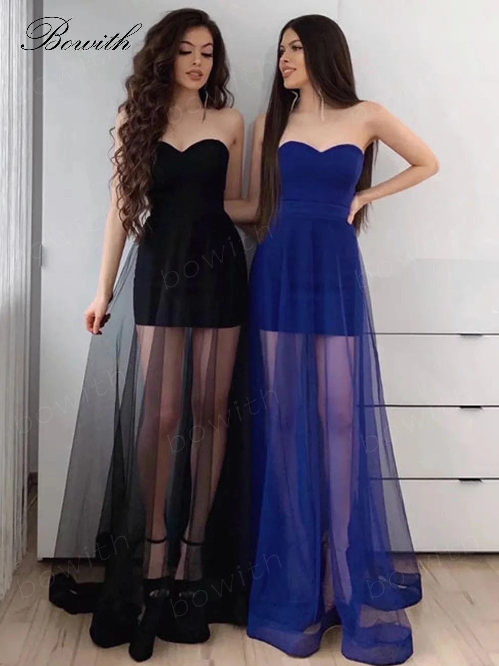 Bowith Elegant Prom Dress Illusion Homecoming Dress with Mesh Train A Line Evening Party Dress for Women Formal Wedding Engament