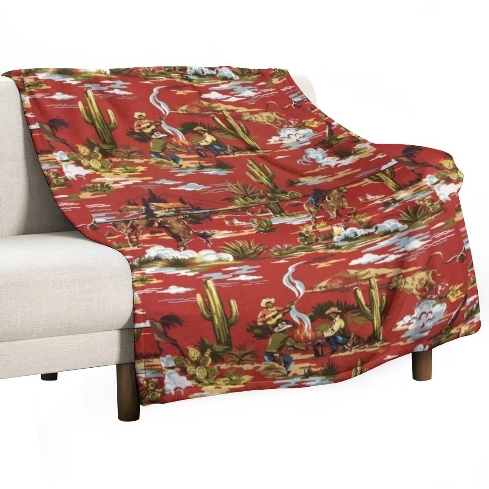 

Red cowboys Throw Blanket Sofa Quilt Loose Weighted Sofa Blankets
