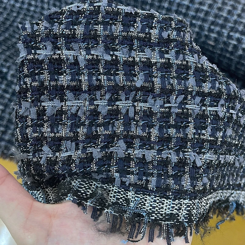 Framboesa vermelha 550g azul p - Sewing Tweed Fabric avaliação e preço