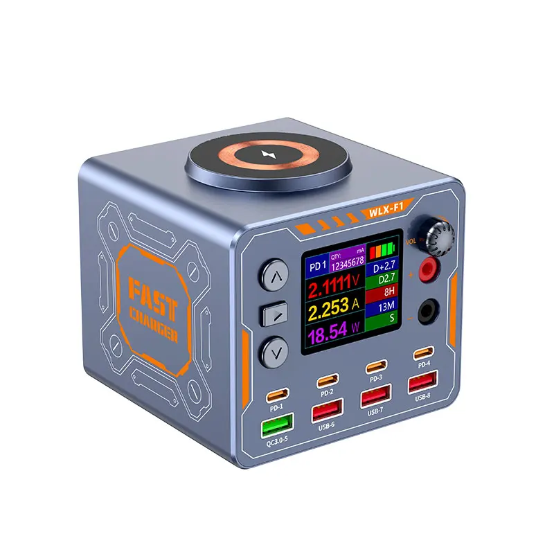 

140W Smart Multi-Port Desktop Repair Charging Station, Ammeter, 4PD+1DP+3USB,15W Wireless, Digital Display Current Detection