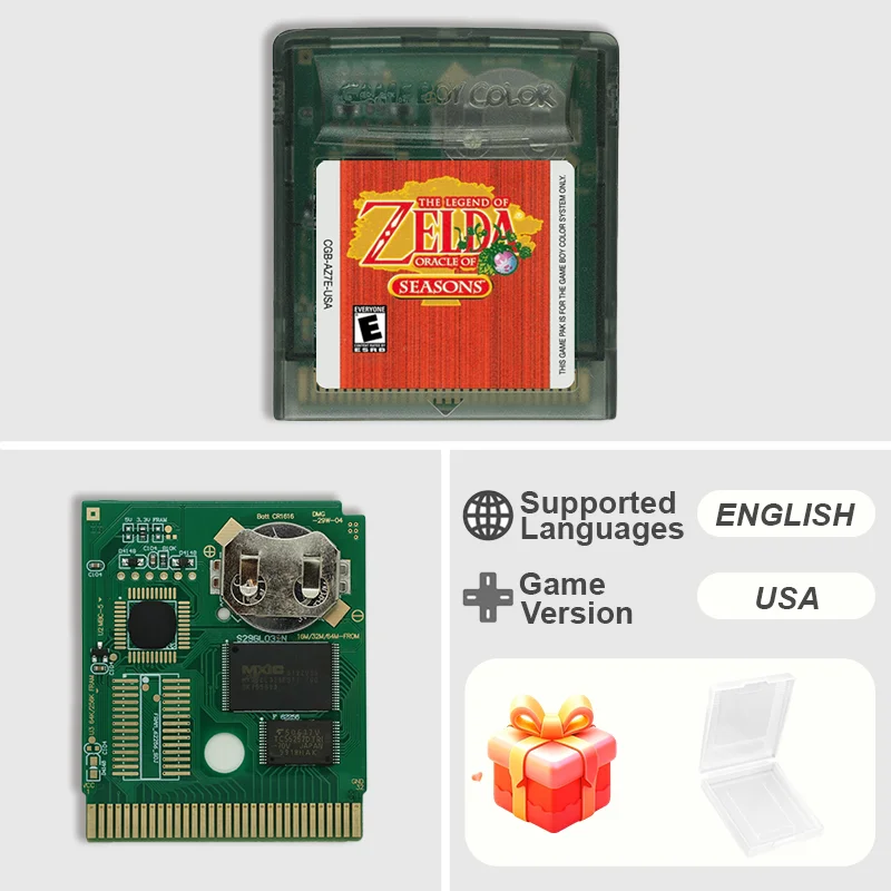 Batterie-Sparende Spielkassette Videospielkonsole Karte Zelda-Serie Links Awakening Oracle of Ages Seasons Hochwertig für GBC