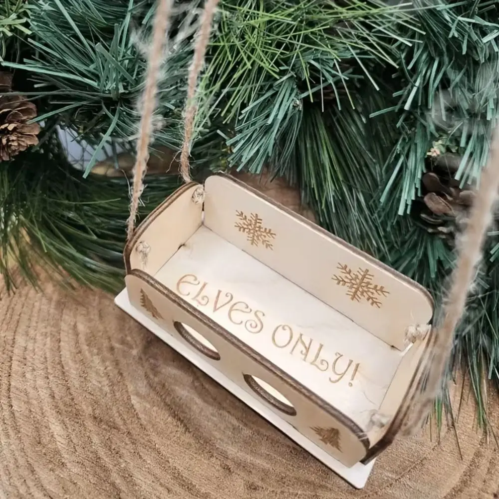 Wood Christmas Hanging Decoration Elves Only DIY Christmas Tree Decoration Easy Install Snowflake Hanging Decorative Swing