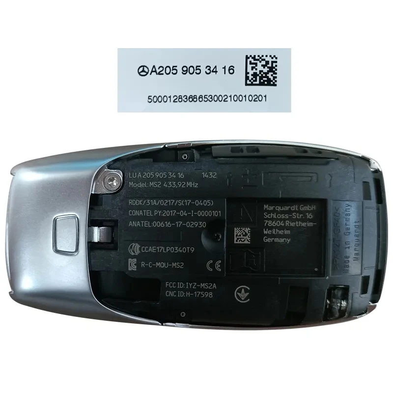 CN 002082 Oryginalna jedna para inteligentnych kluczy do Mercedesa Klasy C W205 3-przyciskowy MS2 433,92 MHz Nr części: A 2059053416 IYZ-MS2A