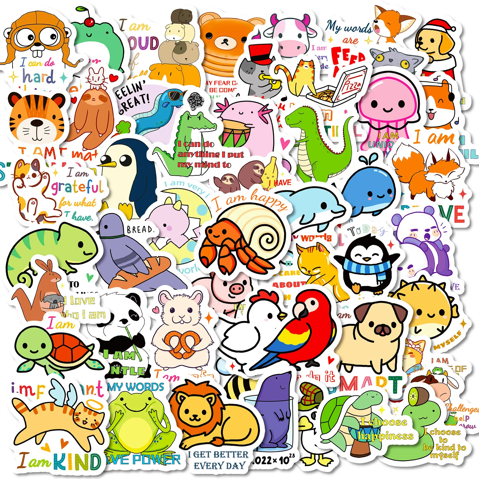 

50 шт., наклейки с текстом животных из мультфильмов, панда, черепаха, попугай, водонепроницаемые детские награды, канцелярские наклейки (без повторения)