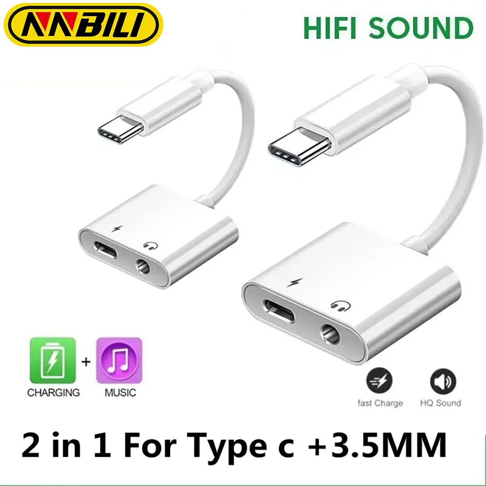 NNBILI High Decoding Type C To 3.5mm Jack AUX Adapter USB-C Digital Audio Cable Earphone Headphone OTG Connector for Samsung ﻿