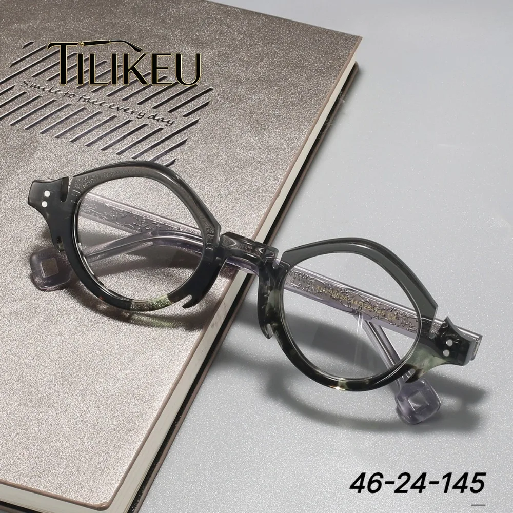 New Fashion Niche Acetate Eyeglasses Frame Men Vintage Candy Color Personality American Style Eyeglasses Women Luxury Eyewear