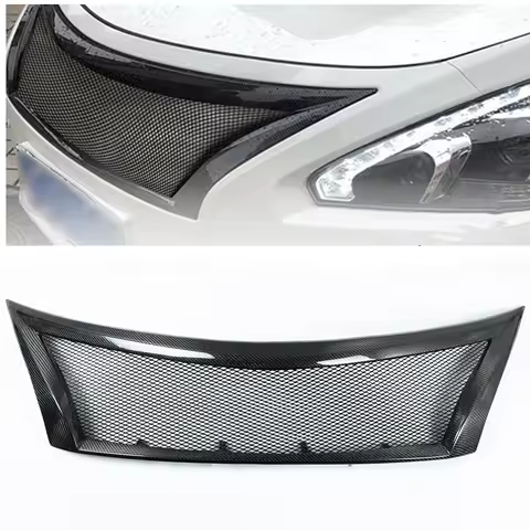 Carbon Fiber Front Grille Racing Grill Car Upper Bumper Hood Hollow Mesh Grid Trim For Nissan Teana Altima 2013-2015