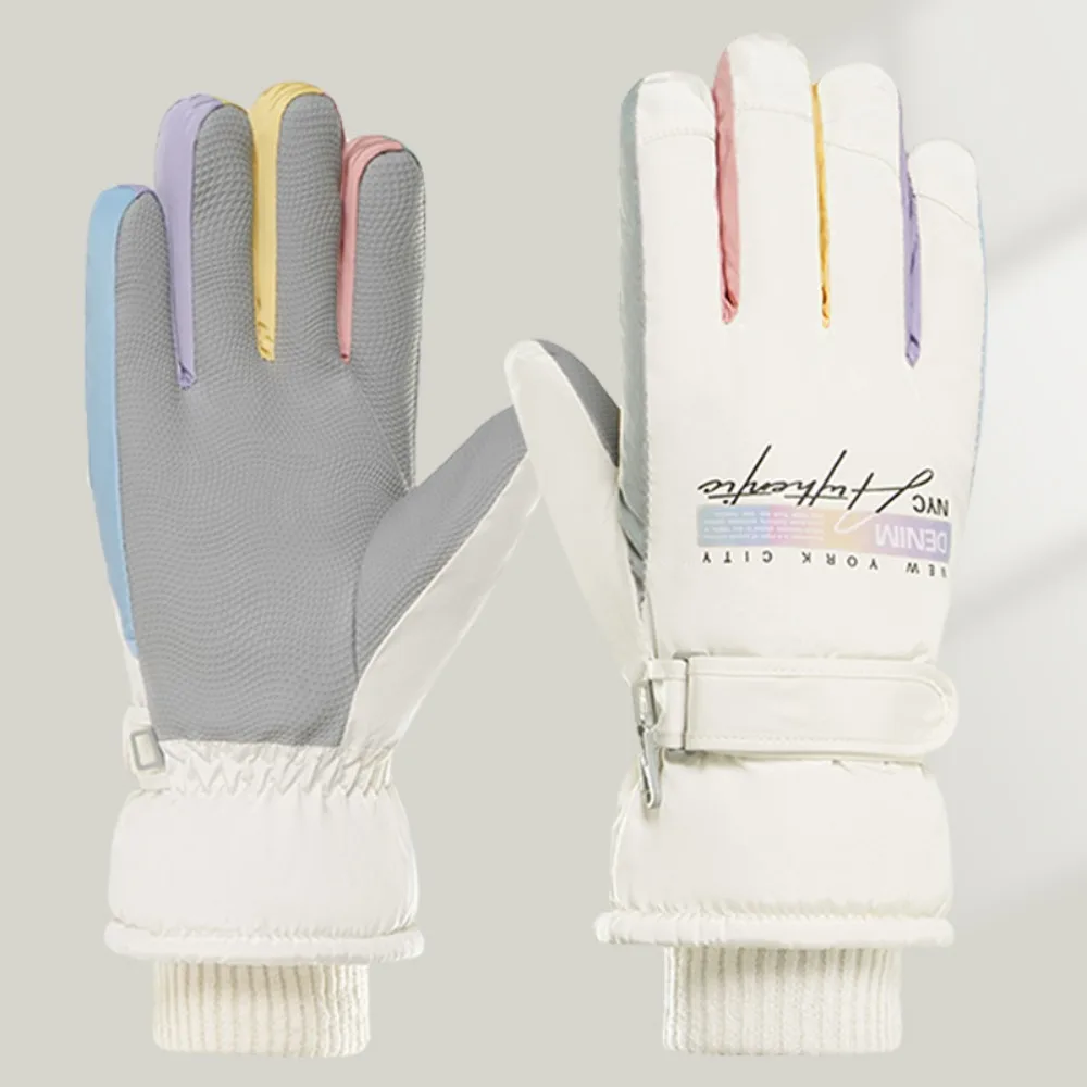 

Простые сохраняющие тепло перчатки для сноуборда, ветрозащитные водонепроницаемые лыжные перчатки, утолщенные варежки с сенсорным экраном и полным пальцем, походные перчатки