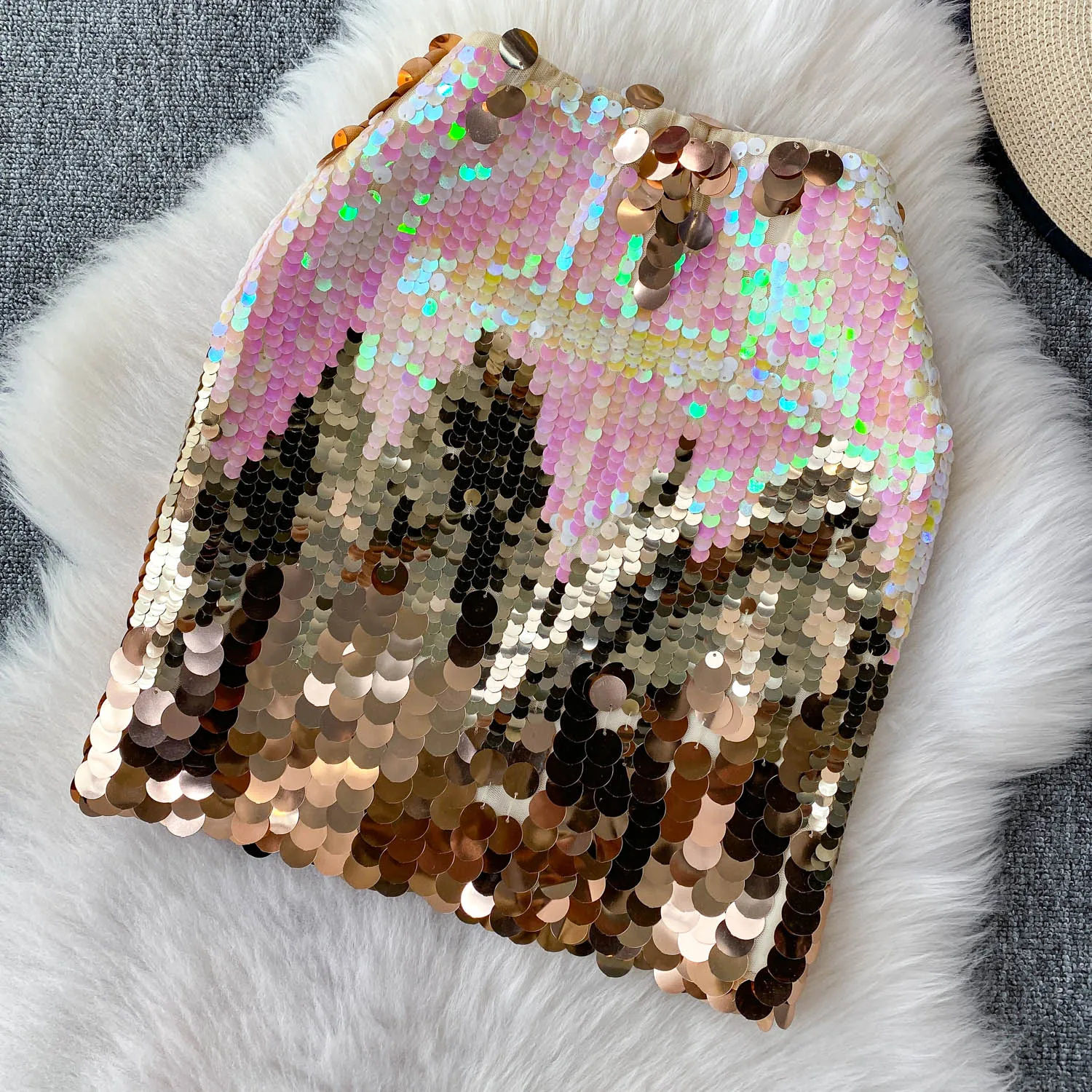 

Летняя женская мини-юбка с блестками в европейском стиле, роскошная облегающая модная короткая юбка для выступлений