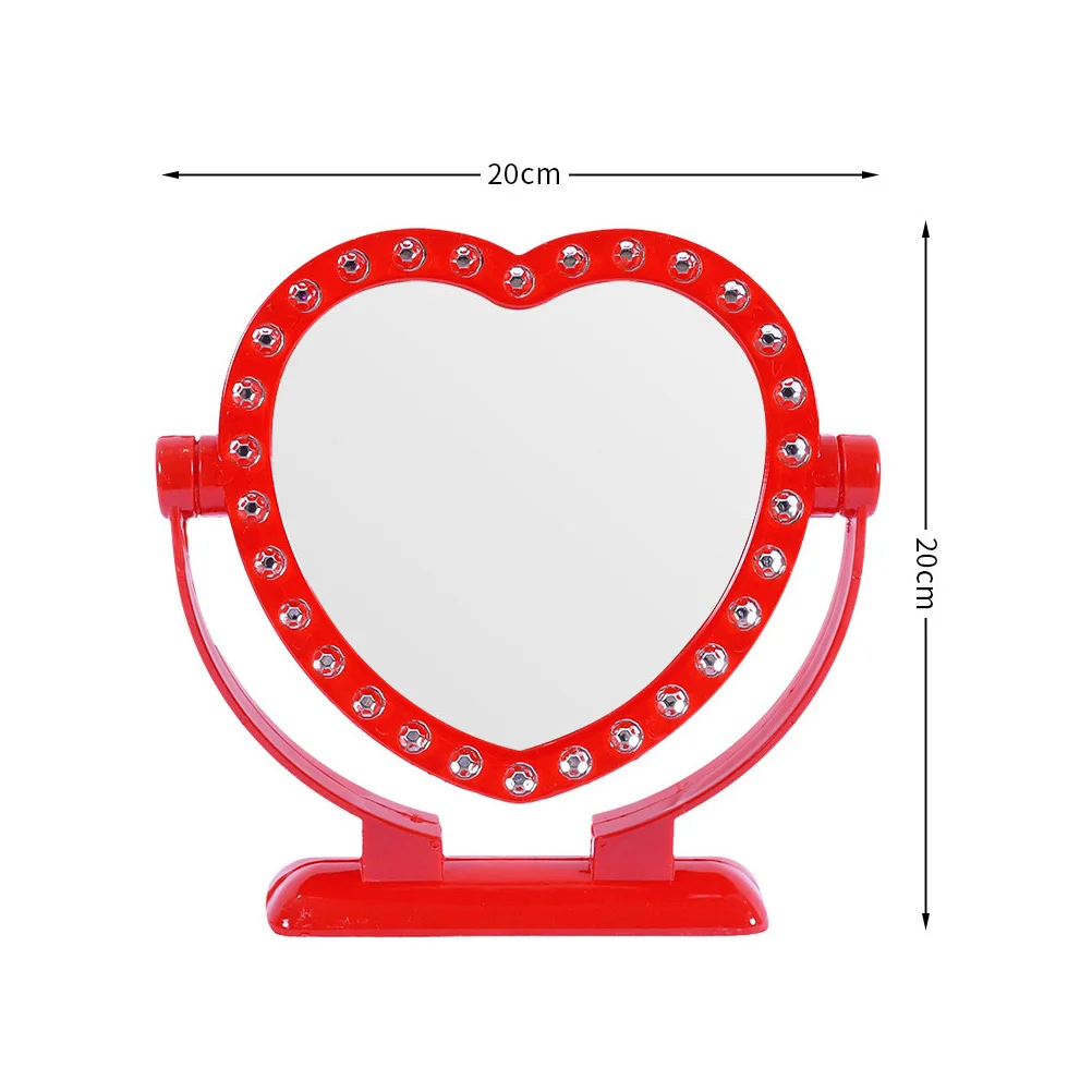 

2Pcs Desktop Heart-Shaped Vintage Makeup Mirrors Single-Side Mirror Stable Base Vanity Mirror for Dressing Bedroom