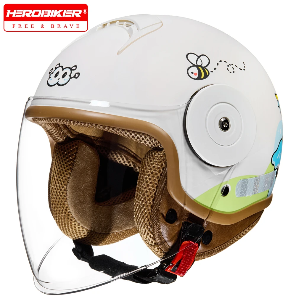 Children's Helmet Motorcycle Helmets Cartoon Electric Vehicle Helmet 3/4 Open Face Baby Helmets Four Seasons Anti Fall Equipage
