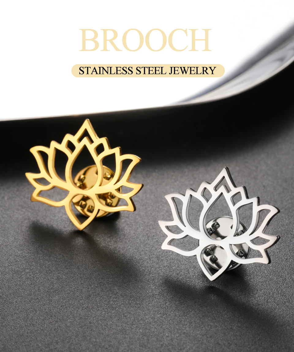 Dawapara Mandala Lotus Blume Frauen Brosche Anstecknadel Buddhismus Spiritueller Schmuck Mode Edelstahl Zubehör – Detail 3