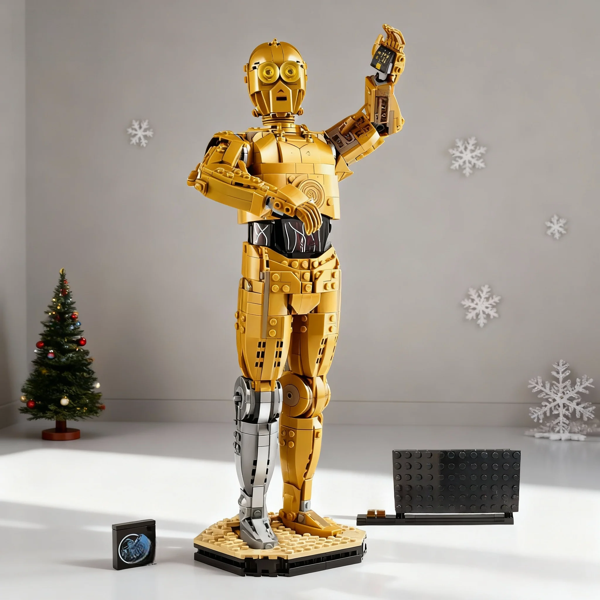 

1138pcs Battle C 3PO Robot Golden Robot MOC 75398 Desktop Decoration Bricks Assemble Display Blocks Model Christmas Gifts