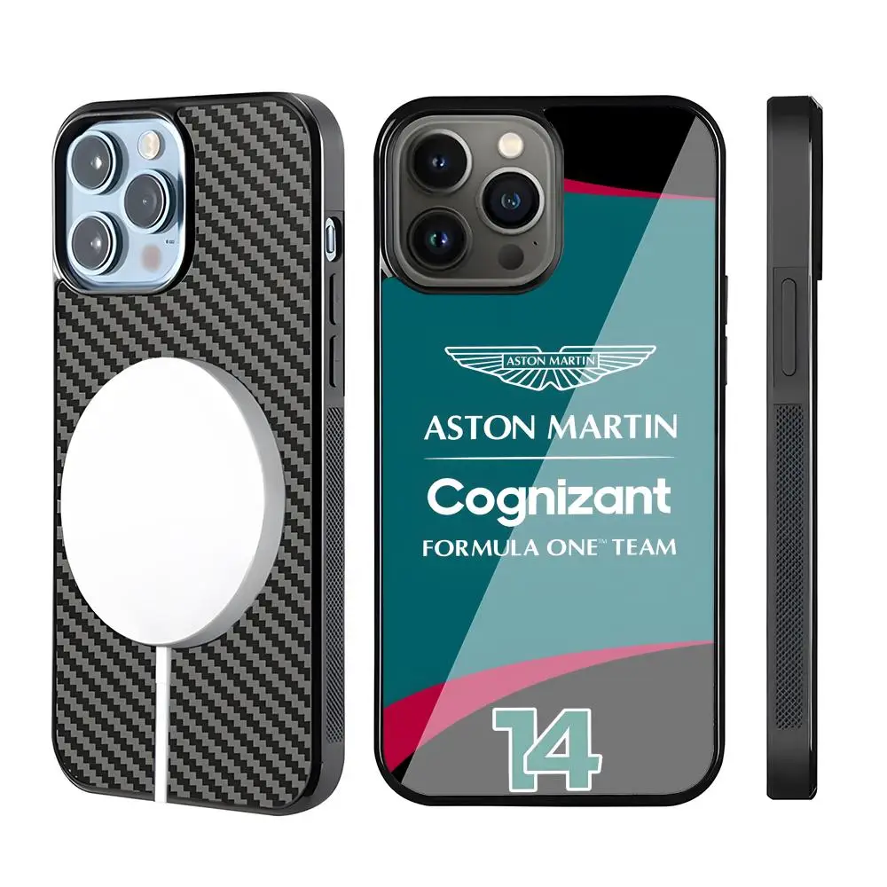 Aston Martin F1 Race Team Alonso 14 Phone Case For Magsafe For IPhone 16 15 14 13 12 11 Plus Pro Max Mirror Acrylic TPU