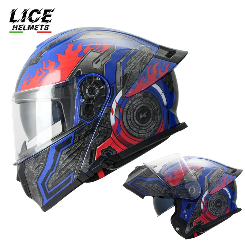 LICE Helmet Moto Helmet Cycling Protective Attachment Gear Men And Women Double Lens Pedal Locomotive Super Cool Christmas Gift