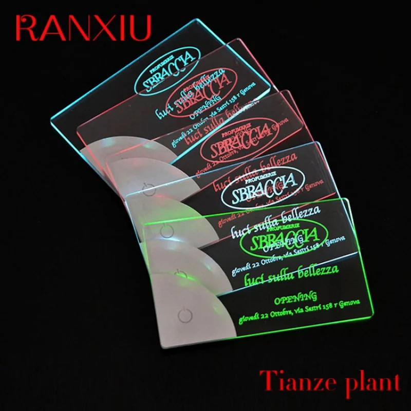 Custom NEW 2023 Luxury LED Acrylic Business Card Custom Business Cards Design Printing Laser Engrave Unique Light up Business Ca