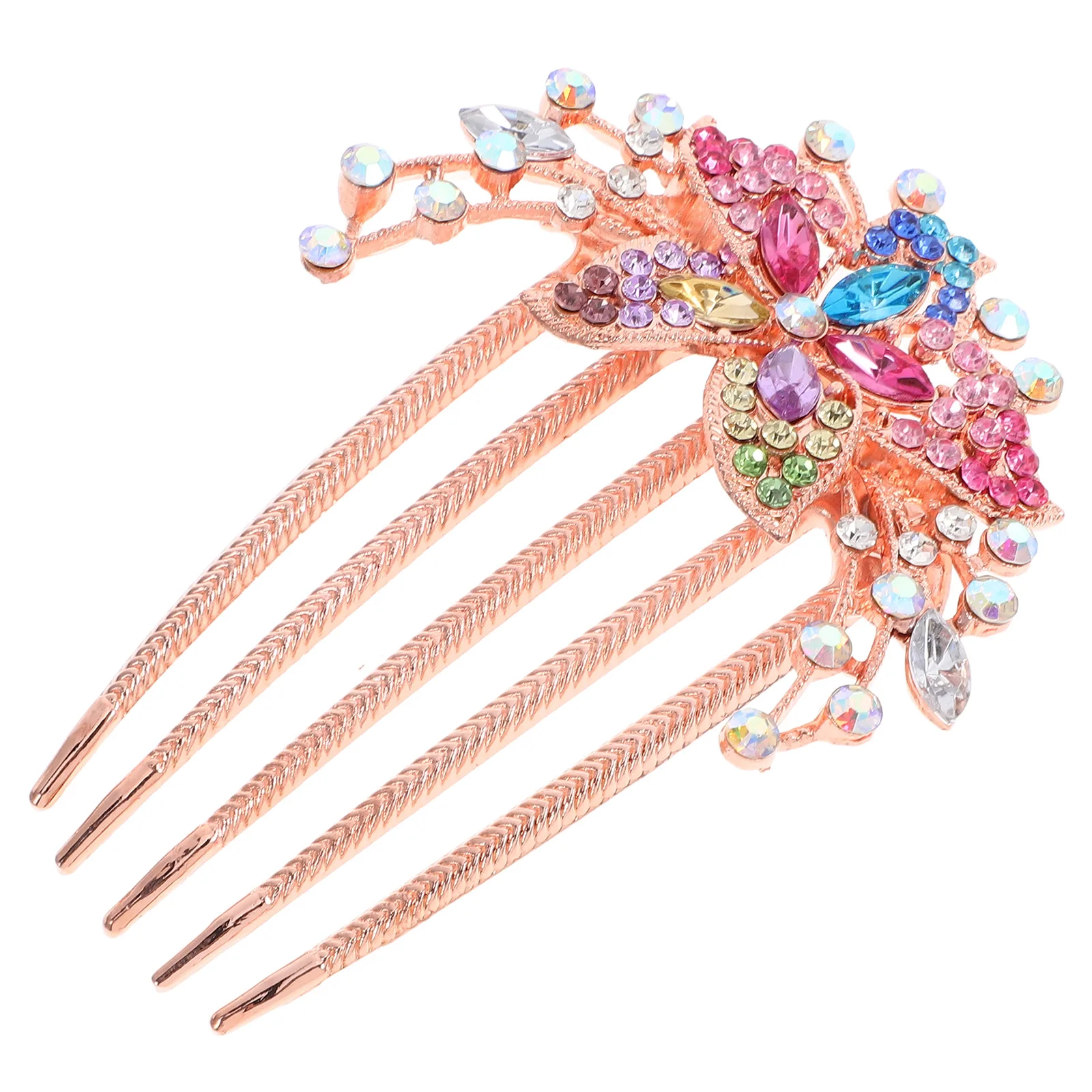 

Five-tooth Hair Comb Flower Accessories Combs for Women Headgear Decorative Bridal Alloy Girls Rhinestone Dating