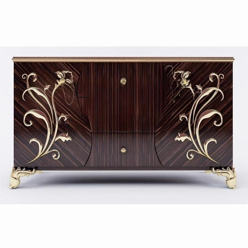 

American light luxury door cabinet entry foyer cabinet Italian retro storage three-bucket storage side