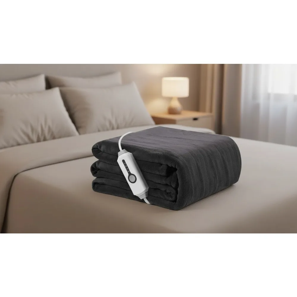 

Full Size Electric Heated Blanket, Soft Coral Fleece with 4 Heat Levels, Auto-Off, Machine Washable for Home Comfort