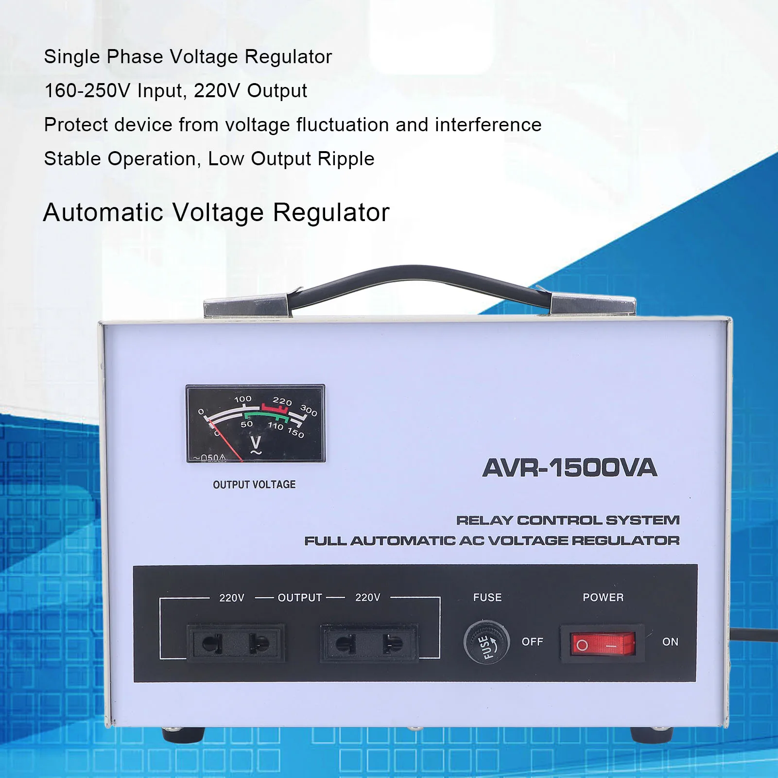 

1500W Single Phase Voltage Regulator Automatic Step Up Down Voltage Transformer 1 Input Output