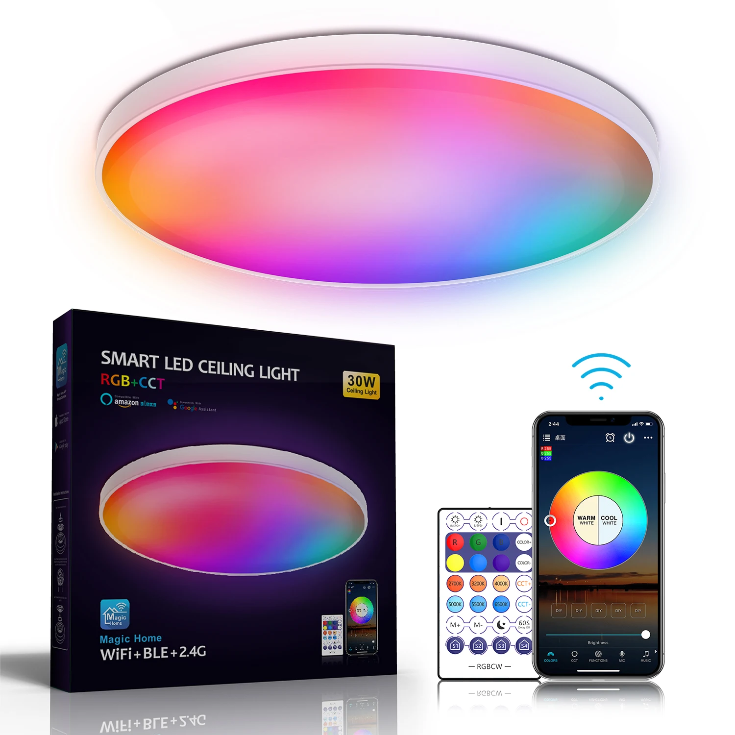 30W RGB + CCT Smart Decke Licht Unterputz Dimmbare Farbe WIFI Decke Lampen Innen Beleuchtung Fernbedienung LED decke Lichter