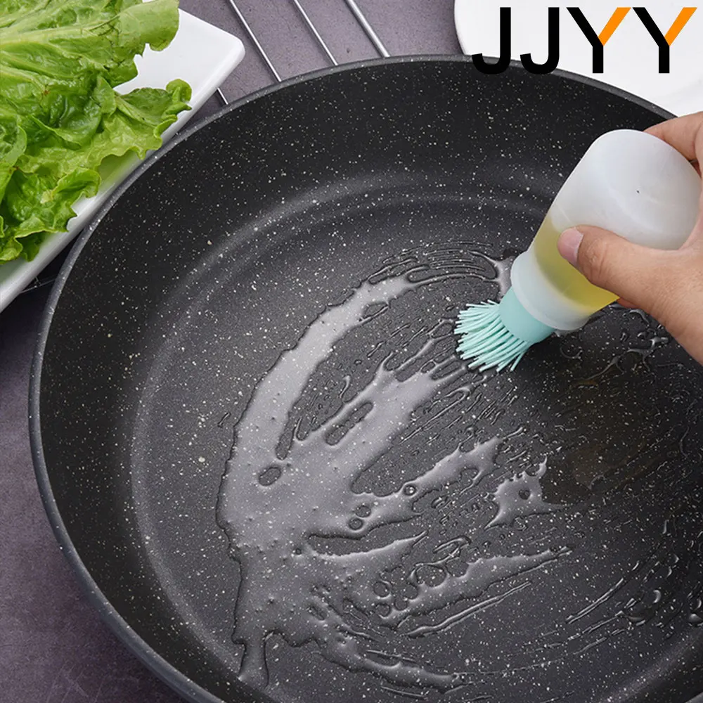 JJYY New Food Grade Silicone Oil Bottle with Lid, High Temperature Resistant Brush, Barbecue Baking Brush, Bbq Oil Control Brush