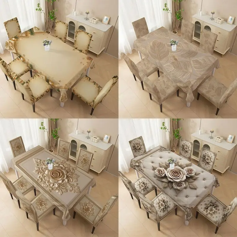 

Elastic chair cover Outdoor patio high-back chair cover, flat gold gift box and branch pattern, restaurant chair cover set