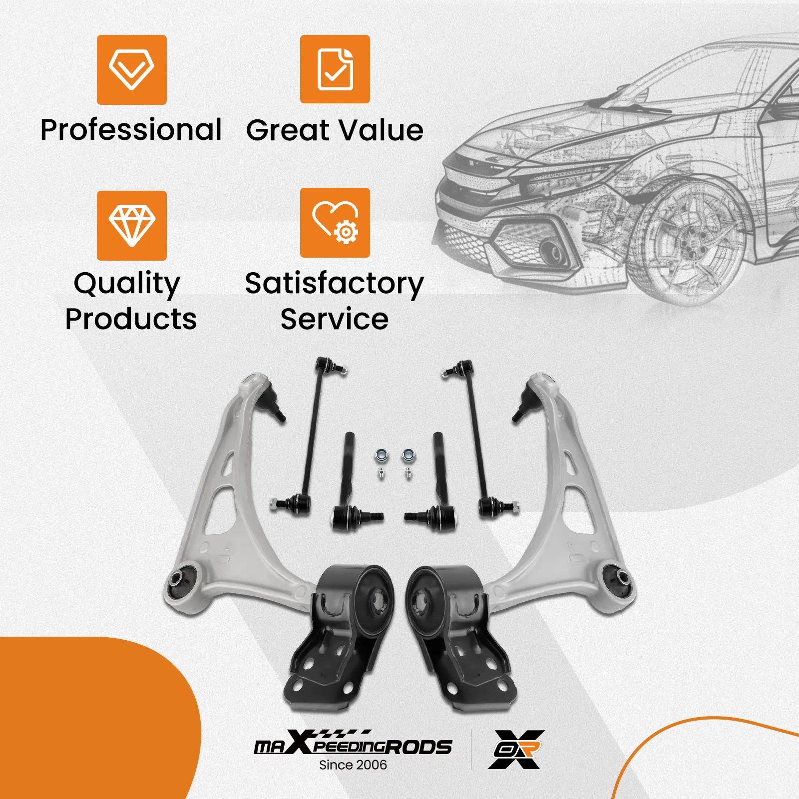 6 шт. передние нижние рычаги стабилизатора поперечной устойчивости для Acura MDX Pilot Ridgeline RK 2014-21 гг. 623548   К 750678    К 750679