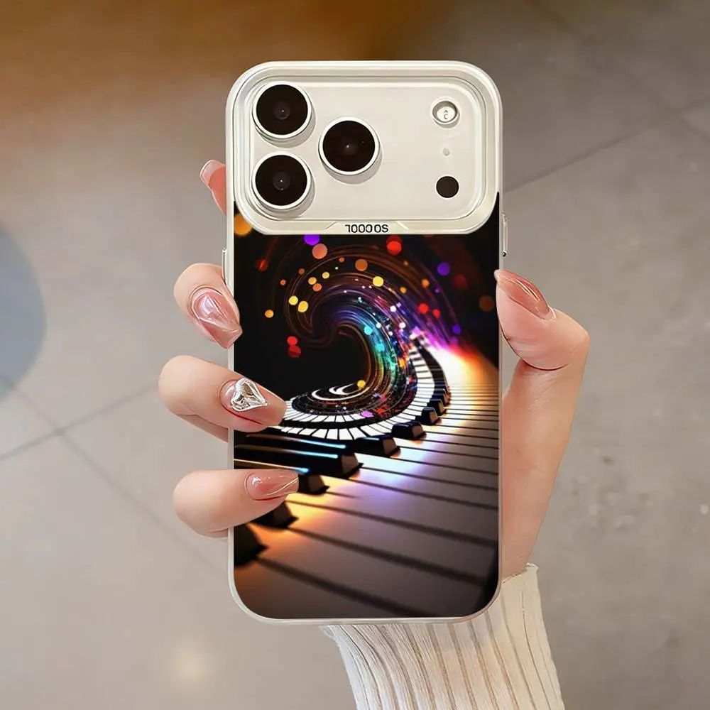 Starry Sky Piano Art Phone Case For iPhone 17,16,13,12,X,11,15,14,Pro,Max,Plus,SE4,Air,Mini White IMD HD Matte