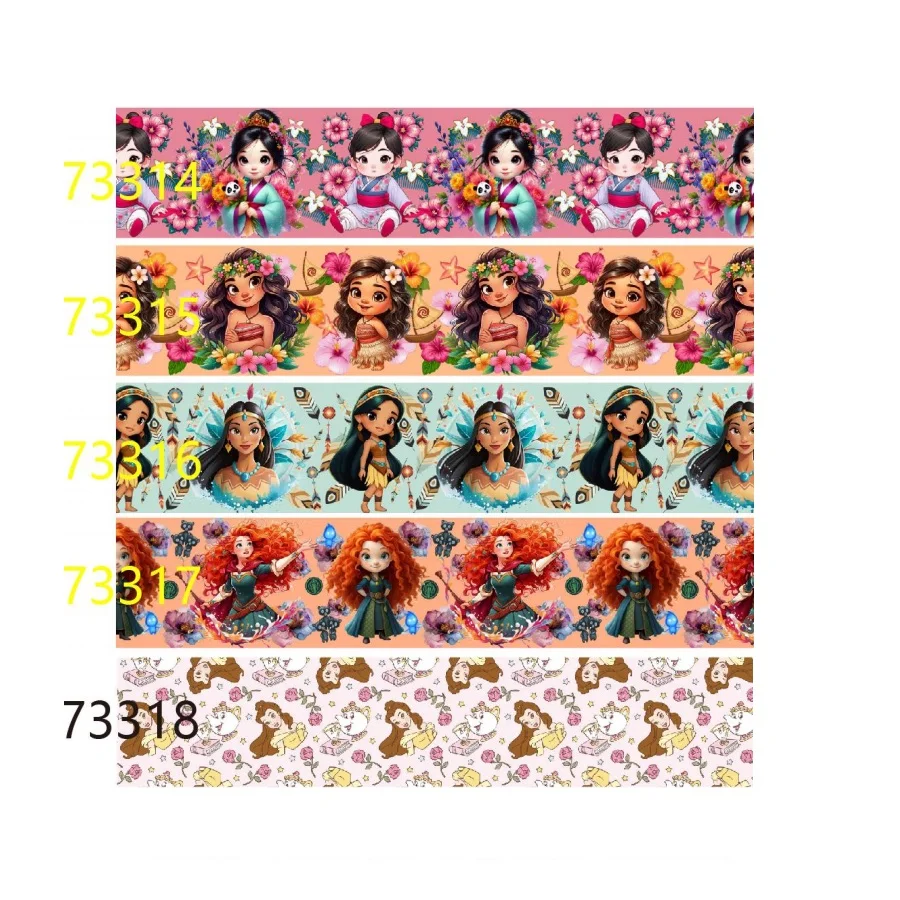 

(5yards) Diseny Princess Item Ribbons Printed Grosgrain Ribbon DIY for Hairbows Decoration Craft Materials