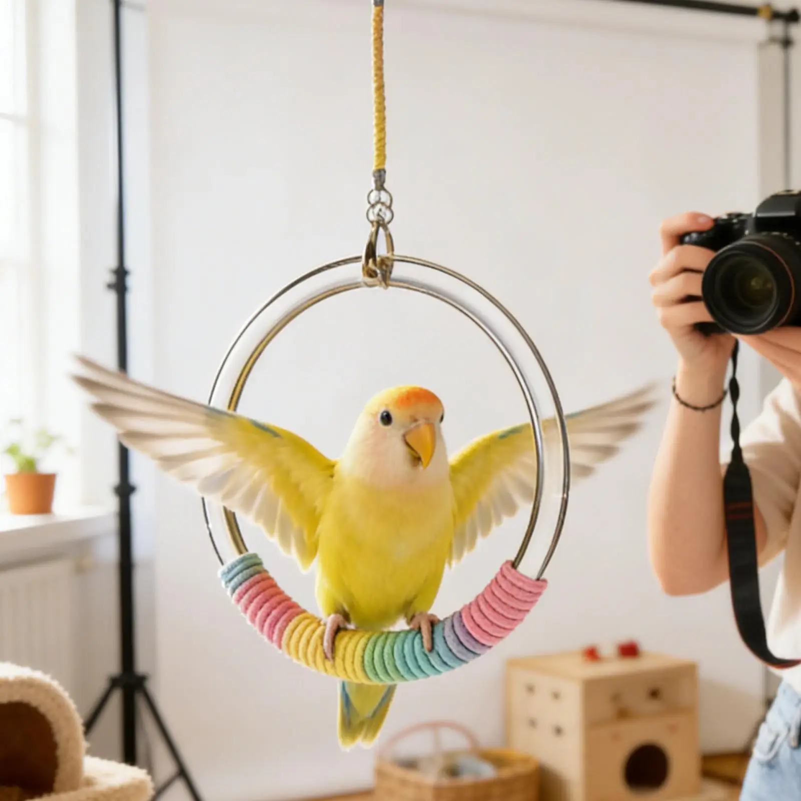 

Кольцо-качели для птиц: игрушка-качели для конуров, попугаев, неразлучников, корелл, канареек